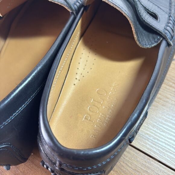 Polo Ralph Lauren Men\'s 8.5 Penny Driving Style Loafer in Black w/ Red Soles
